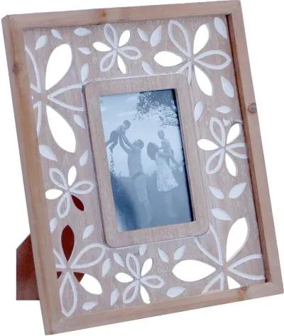 Light Brown Wood 5x7 Picture Frame with White Cut Outs