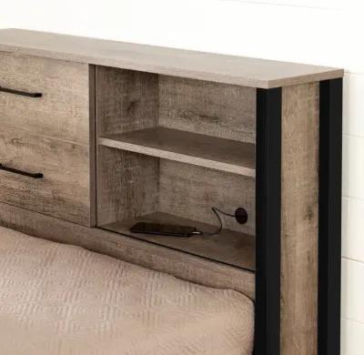 Munich Weathered Oak Bookcase Headboard - South Shore