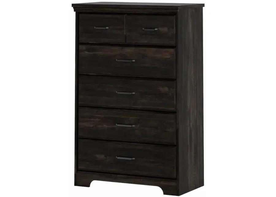 Versa Rubbed Black 5-Drawer Chest - South Shore