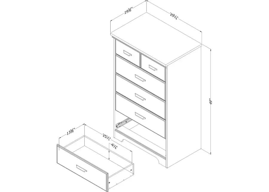 Versa Rubbed Black 5-Drawer Chest - South Shore