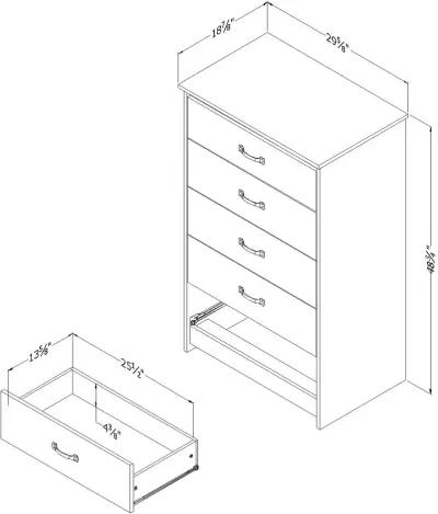 Tassio Farmhouse Gray Oak Chest of Drawers - South Shore