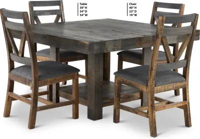 Loft Rustic Pine 5 Piece Dining Set