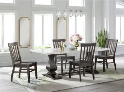 Manor Gate Dark Brown and Marble 5 Piece Dining Set