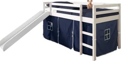 Haven White Twin Bed with Blue Tent