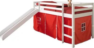 Haven White Twin Bed with Red Tent