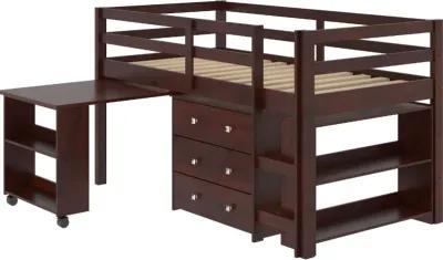 Kaycee Dark Cappuccino Twin Loft Bed with Student Desk