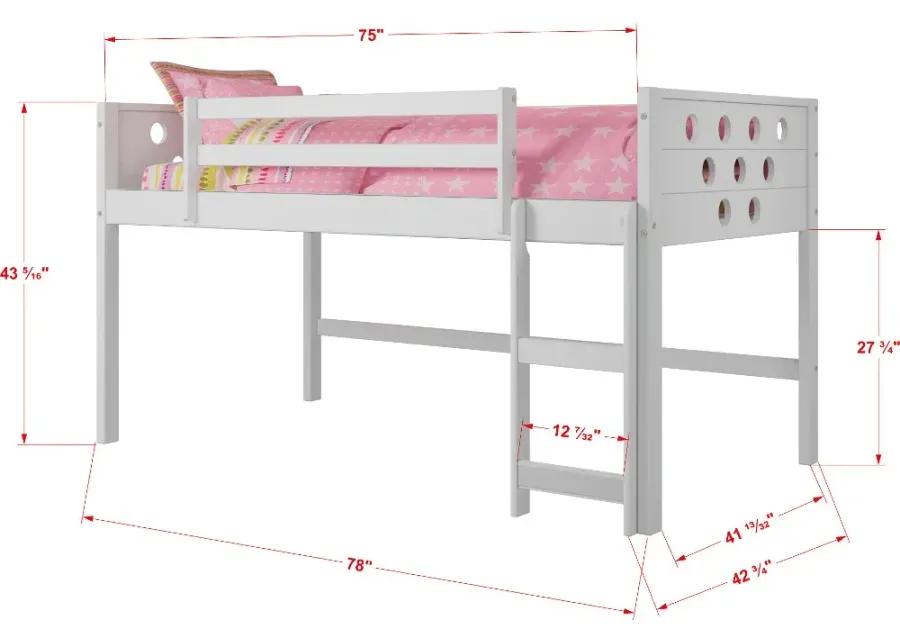 Boston White Twin Loft Bed with Red Tent