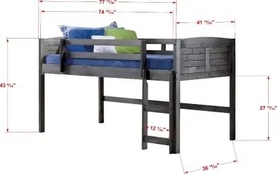 Louver Antique Gray Twin Loft Bed