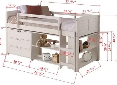 Louver White Low Loft Bed Style C