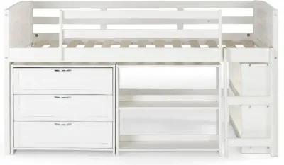 Louver White Low Loft Bed Style C