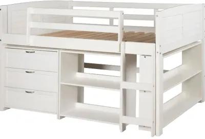 Louver White Low Loft Bed Style C