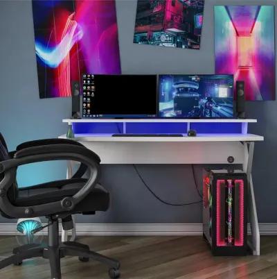 White Gaming Desk with Riser - Xtreme