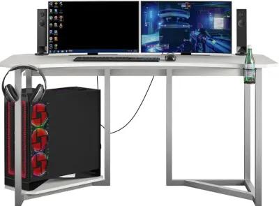 White Gaming Desk with CPU Stand - Quest