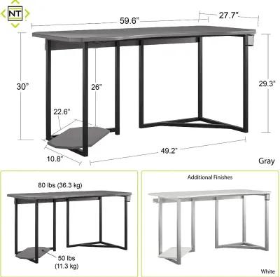 White Gaming Desk with CPU Stand - Quest