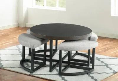 Yukon Iron and Linen Cocktail Table & Stools