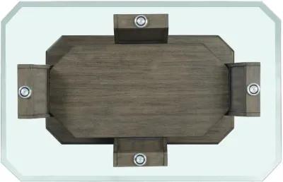 Dapper Gray Pedestal Coffee Table with Glass Top