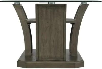 Dapper Gray Pedestal Coffee Table with Glass Top