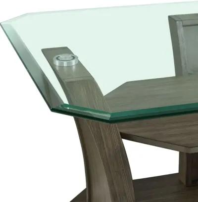 Dapper Gray Pedestal Coffee Table with Glass Top