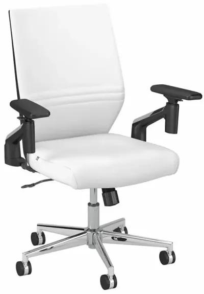 Laguna White Leather Mid Back Task Chair - Bush Furniture