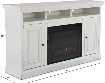 Largo White 67" Fireplace TV Stand