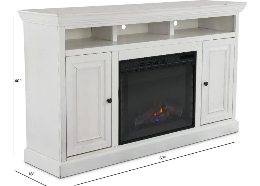 Largo White 67" Fireplace TV Stand