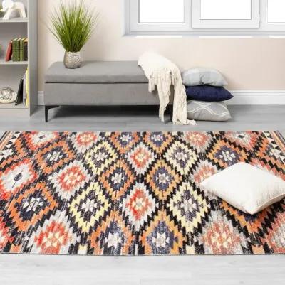 Sara 7' x 10' Tribal Red Orange Area Rug