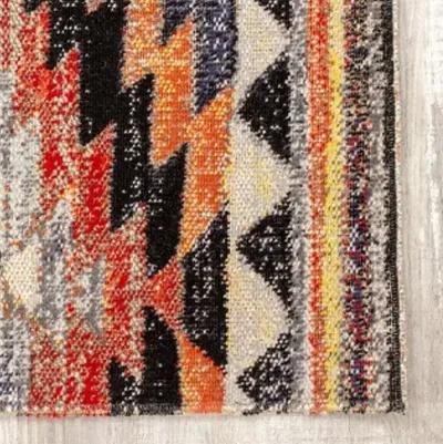 Sara 7' x 10' Tribal Red Orange Area Rug