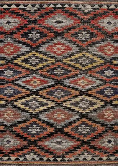 Sara 7' x 10' Tribal Red Orange Area Rug