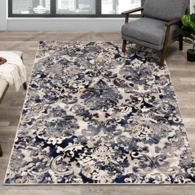 Alida 5 x 8 Elegant Cream Blue Area Rug