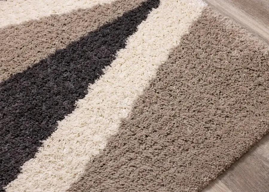 Rondo 5 x 8 Abstract Beige Cream Shag Rug