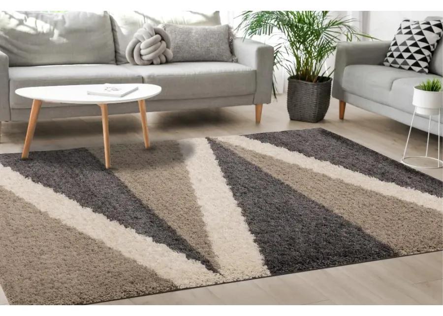 Rondo 5 x 8 Abstract Beige Cream Shag Rug