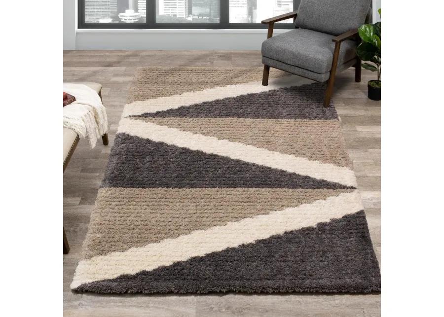 Rondo 5 x 8 Abstract Beige Cream Shag Rug