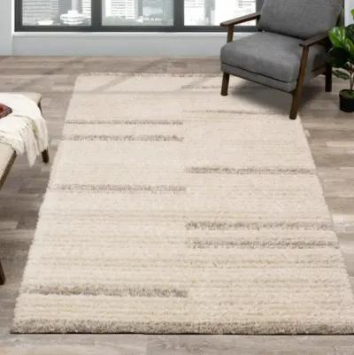 Rondo 5 x 8 Striped Cream Shag Rug