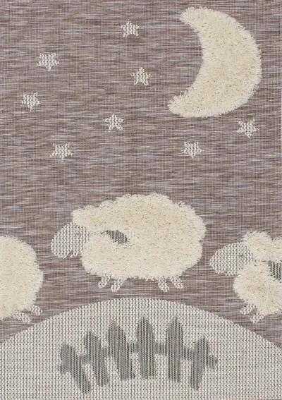 Kids 5 x 8 Counting Sheep Brown Area Rug