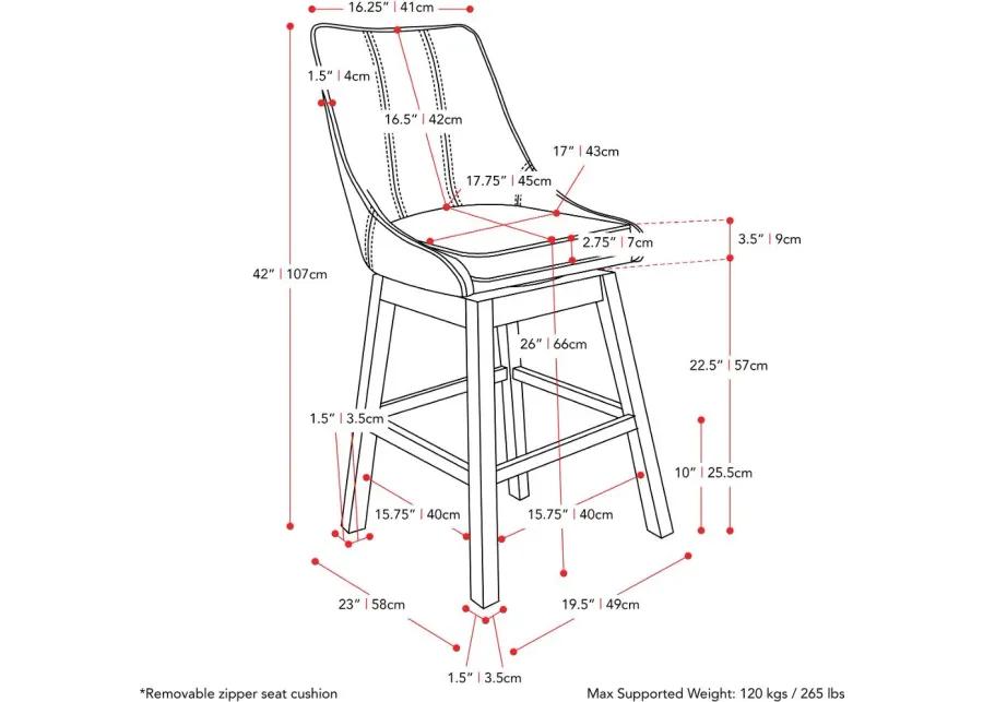 Boston Navy Counter Height Stools, Set of 2