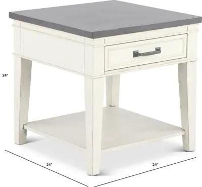 Del Mar Antique White and Gray End Table