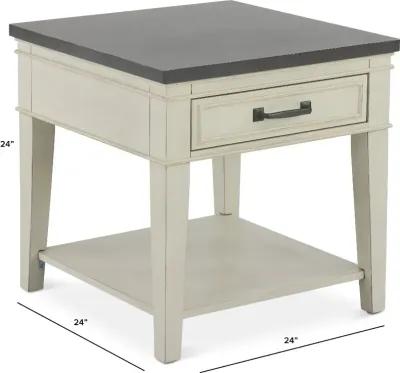 Del Mar Antique White and Gray End Table