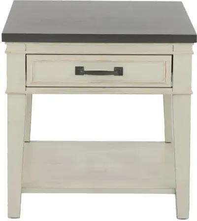 Del Mar Antique White and Gray End Table