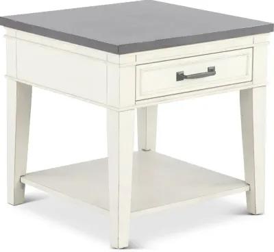 Del Mar Antique White and Gray End Table