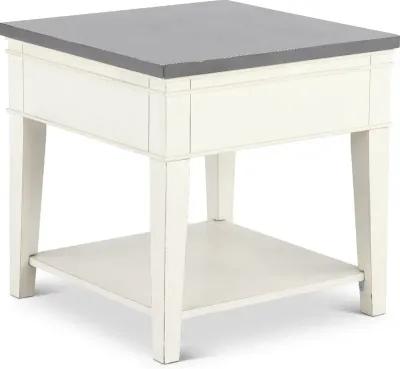 Del Mar Antique White and Gray End Table