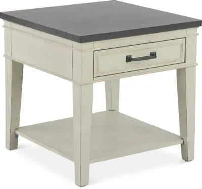 Del Mar Antique White and Gray End Table