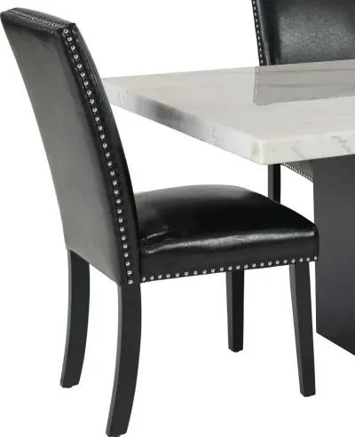 Valentino Marble and Black 5 Piece Dining Room Set