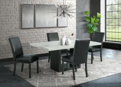 Valentino Marble and Black 5 Piece Dining Room Set