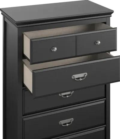 Bristol Traditional Black 5-Drawer Dresser