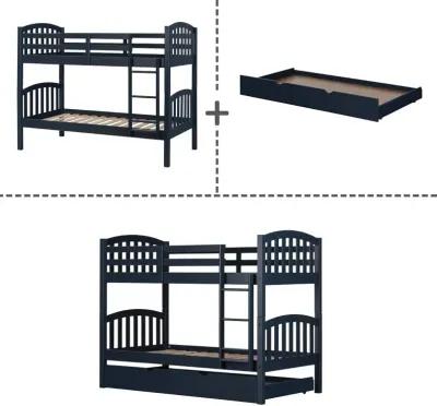 Asten Blue Twin Bunk with Trundle