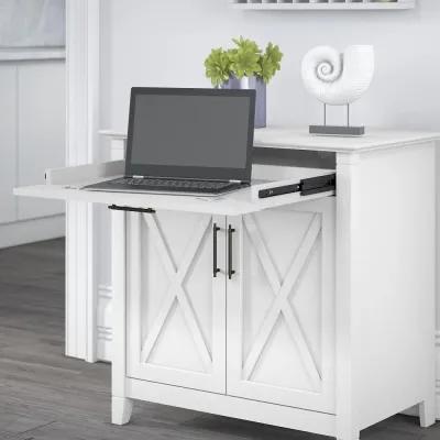 Key West White Oak Hall Tree and Secretary Desk - Bush Furniture