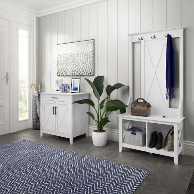 Key West White Oak Hall Tree and Secretary Desk - Bush Furniture