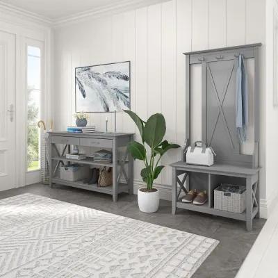 Key West Cape Cod Gray Hall Tree with Shoe Bench and Console Table...