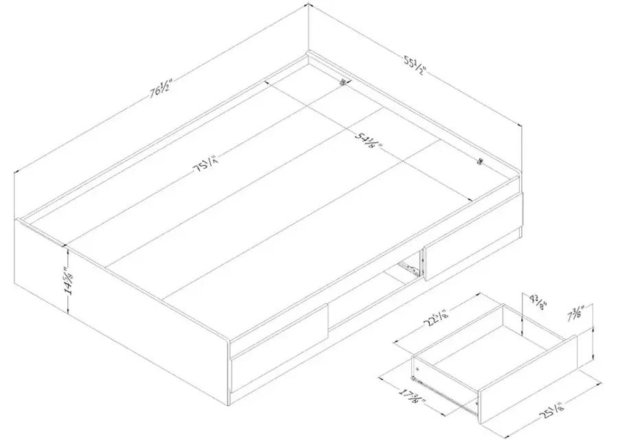 Arlene Weathered Oak Full Storage Bed with 3 Drawers - South Shore