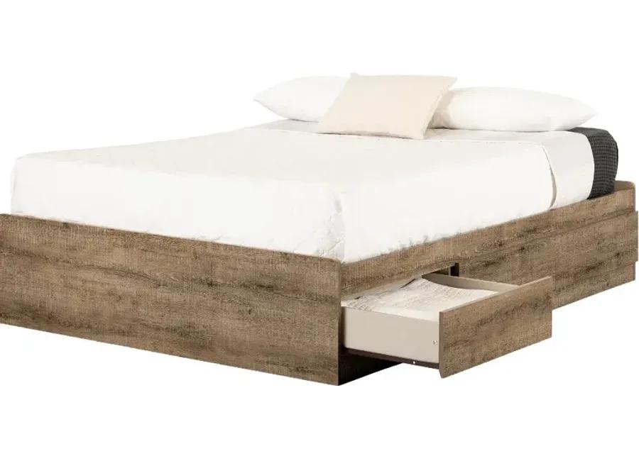 Arlene Weathered Oak Full Storage Bed with 3 Drawers - South Shore